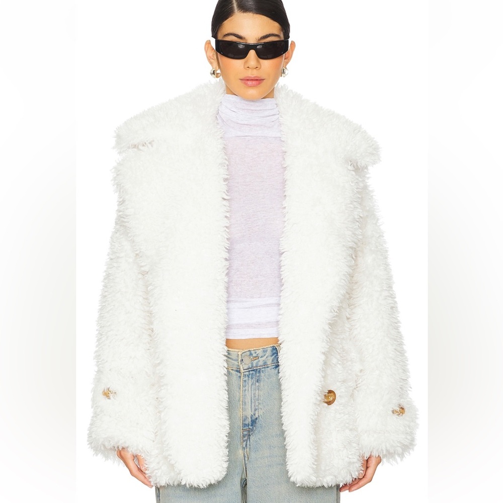 Free People-- White Faux Fur Coat
